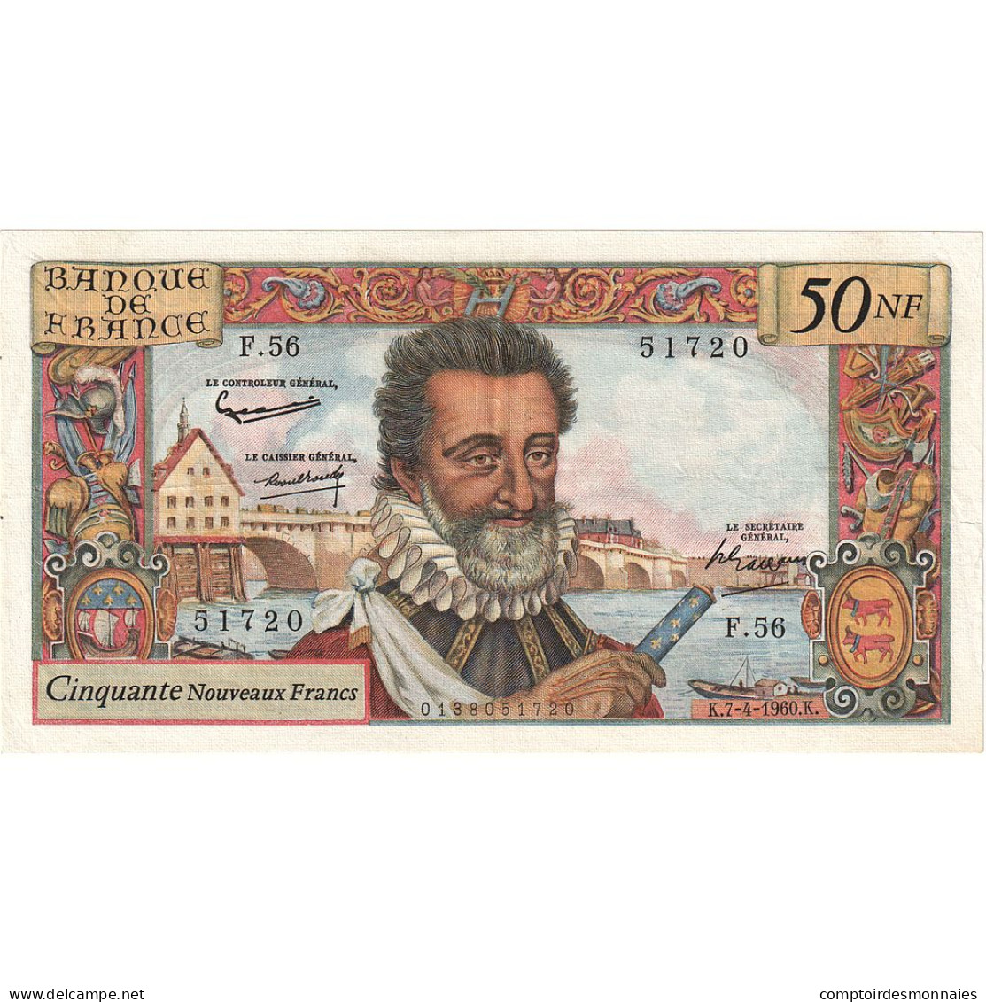 France, 50 Nouveaux Francs, Henri IV, 1960, F.56, SUP, Fayette:58.5, KM:143a - 50 NF 1959-1961 ''Henri IV''