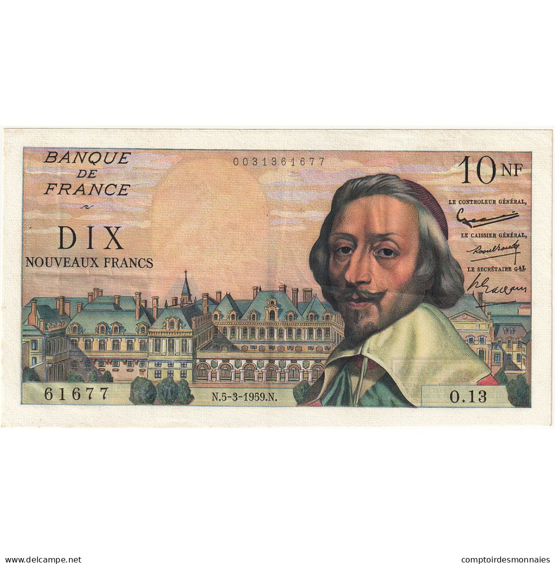 France, 10 Nouveaux Francs, Richelieu, 1959, O.13, SUP, Fayette:57.1, KM:142a - 10 NF 1959-1963 ''Richelieu''