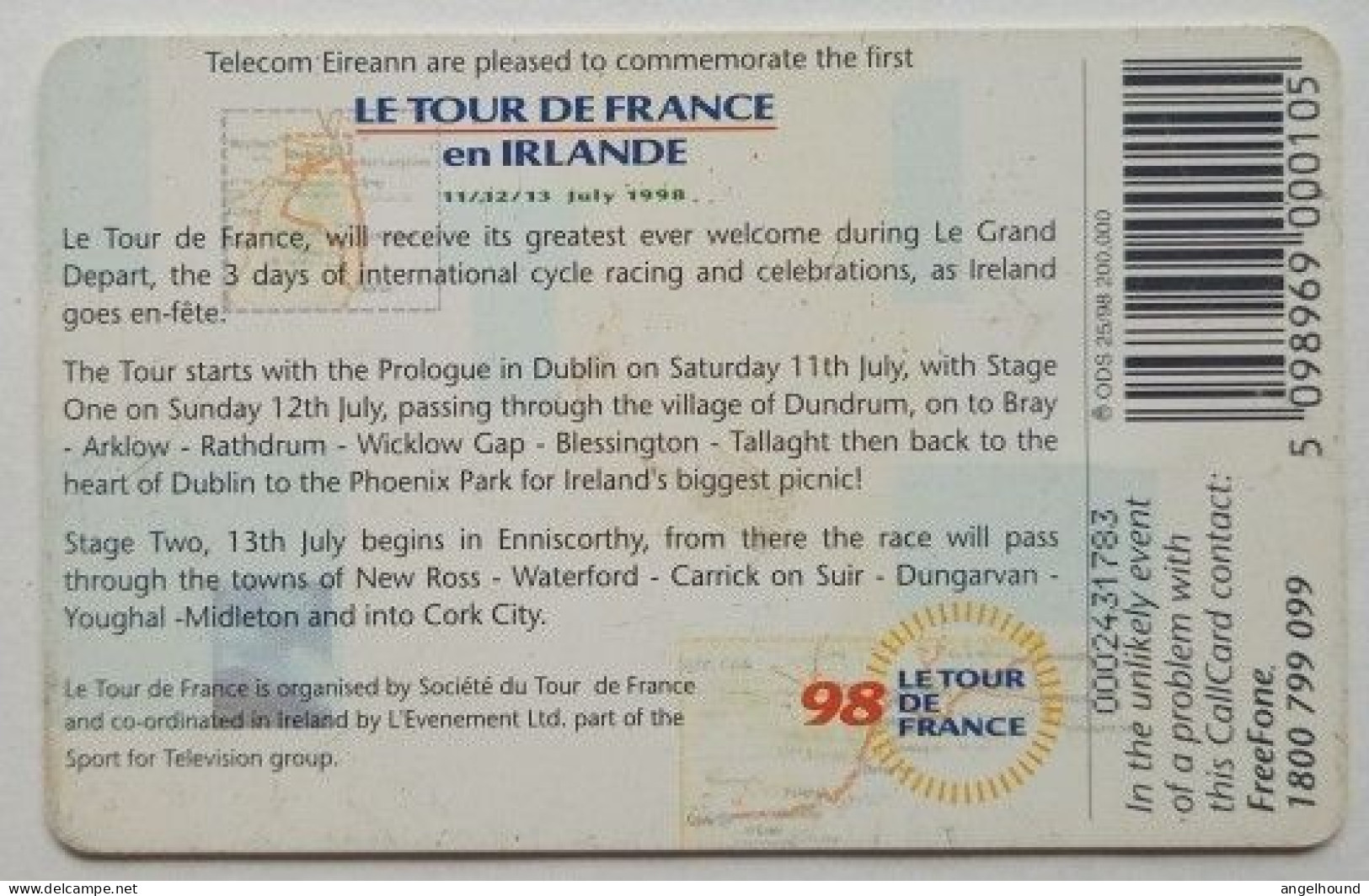 Ireland 10 Units Chip Card - Le Tour De France En Ireland - Ireland