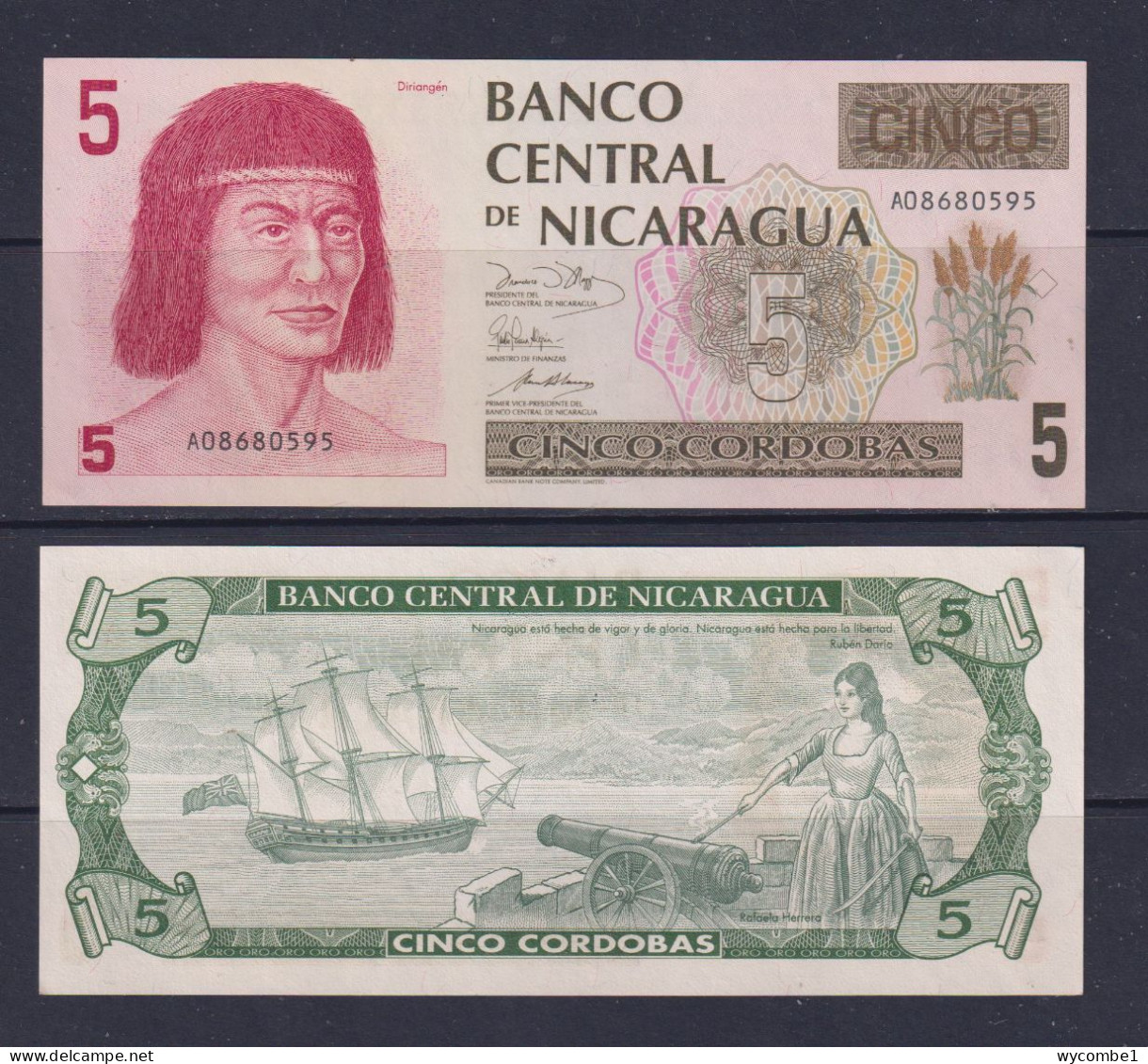 NICARAGUA -  1991 5 Cordoba UNC/aUNC  Banknote - Nicaragua