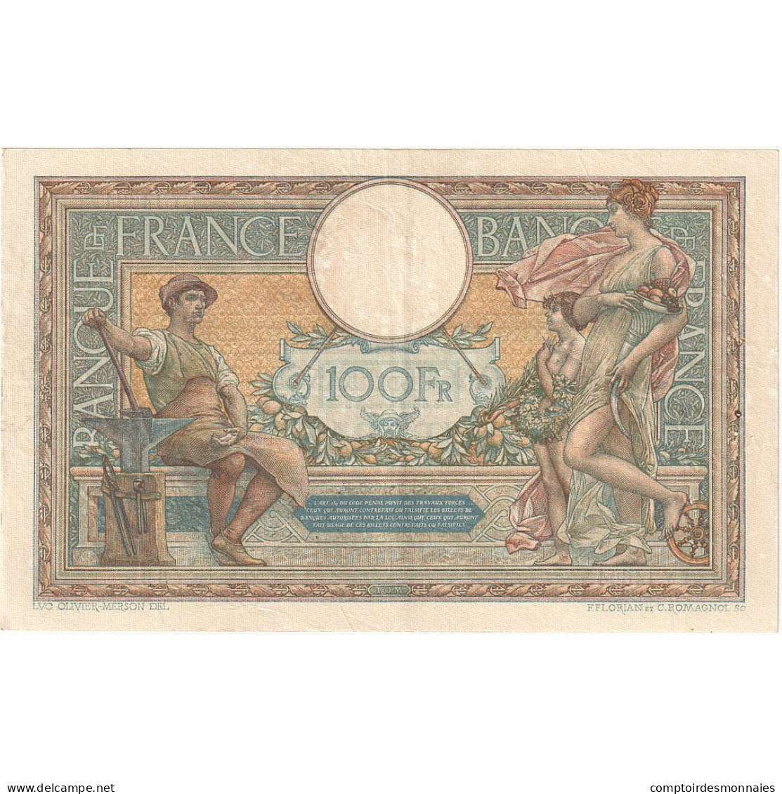 France, 100 Francs, Luc Olivier Merson, 1926, Y.14694, TTB, Fayette:24.5, KM:78b - 100 F 1908-1939 ''Luc Olivier Merson''