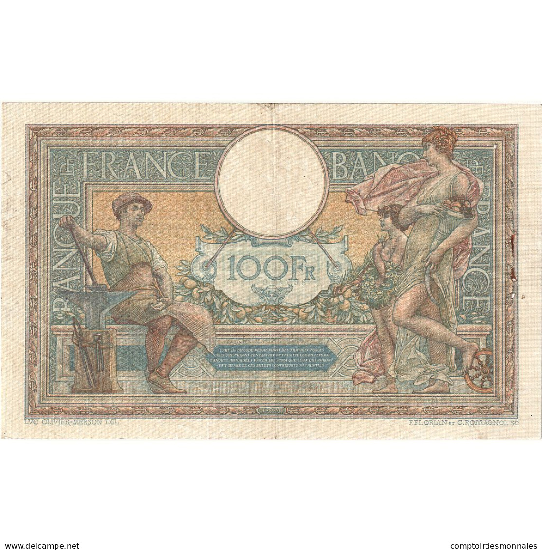 France, 100 Francs, Luc Olivier Merson, 1926, A.14697, TTB, Fayette:24.5, KM:78b - 100 F 1908-1939 ''Luc Olivier Merson''