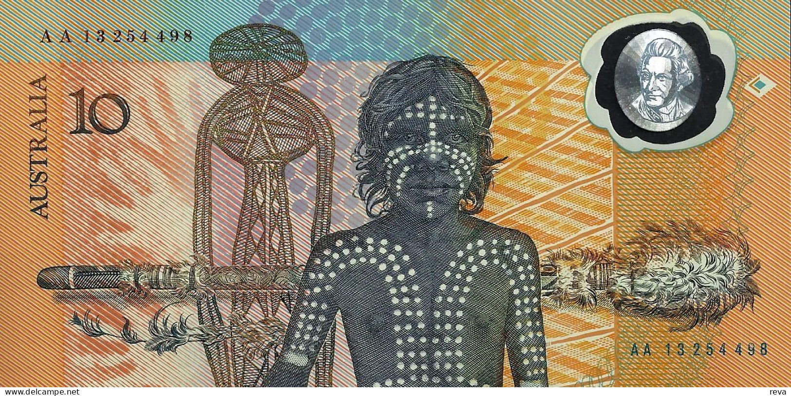 AUSTRALIA $10 1ST POLYMER 1ST TYPE NOTE MAN FRONT SIGNATURE FRAZER-JOHNSON SHIP BACK 1988 UNC PREFIX AA READ DESCRIPTION - 1988 (10$ Billetes De Polímero)