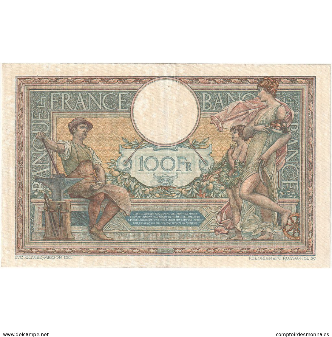 France, 100 Francs, Luc Olivier Merson, 1926, L.15696, TTB, Fayette:24.5, KM:78b - 100 F 1908-1939 ''Luc Olivier Merson''