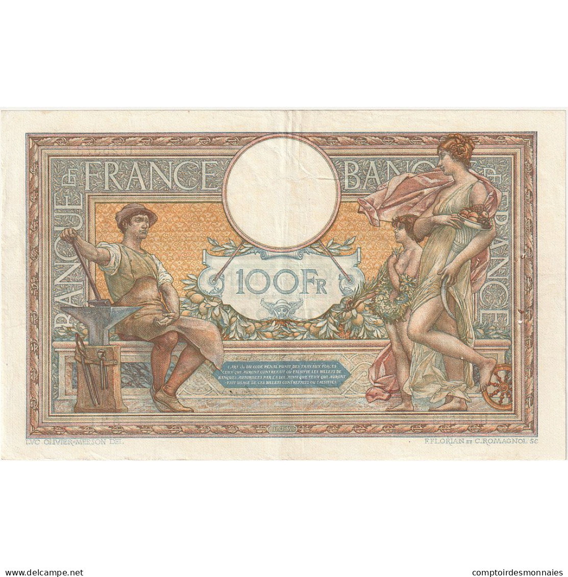 France, 100 Francs, Luc Olivier Merson, 1929, U.25573, TTB+, Fayette:24.08 - 100 F 1908-1939 ''Luc Olivier Merson''