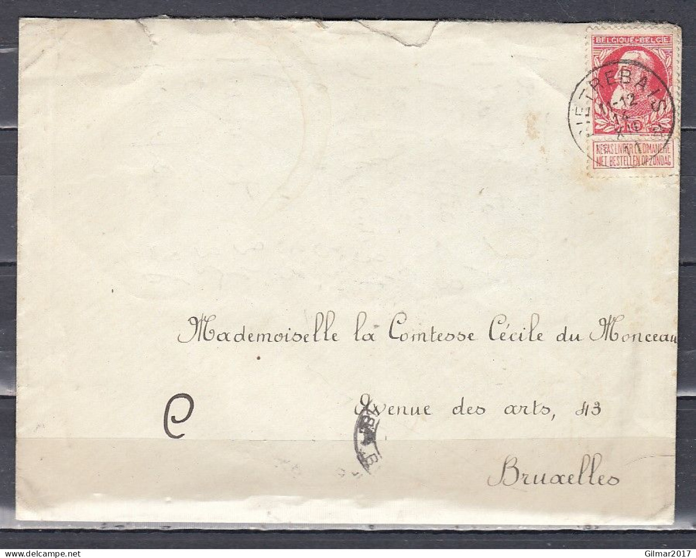 Brief Van Pietrebais (sterstempel) Naar Bruxelles - Postmarks With Stars