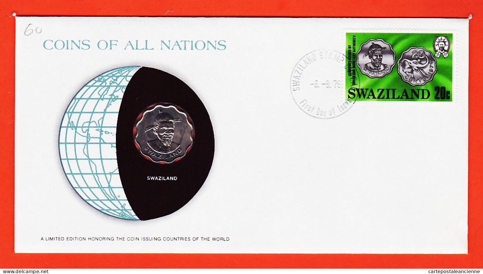 30436 / ⭐ SWAZILAND 20 Cents 1975 Eswatini COINS NATIONS Limited Edition Enveloppe Numismatique Numisletter Numiscover - Swasiland