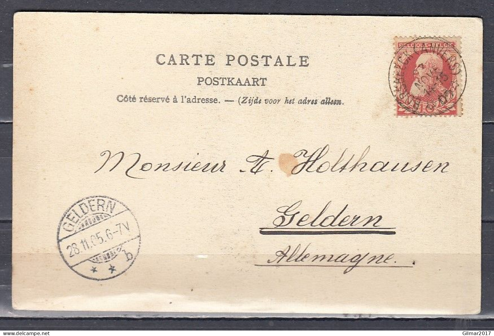 Postkaart Van Borsbeeck (Anvers) (sterstempel) Naar Geldern (Duitsland) - Postmarks With Stars