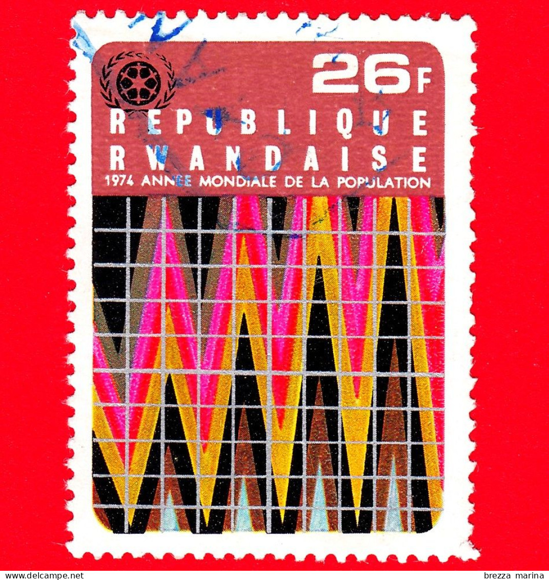 RWANDA  - Usato - 1975 - Anno Mondiale Della Popolazione - Grafico Ed Emblema - 26 - Oblitérés
