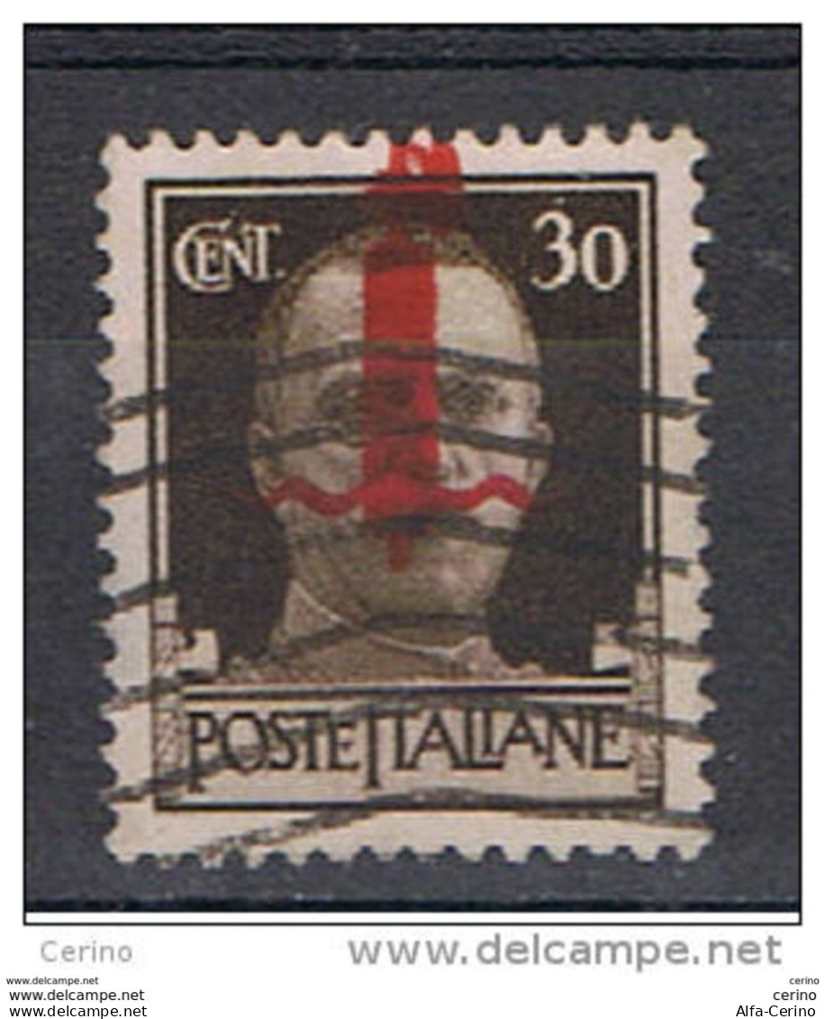 R.S.I.:  1944  SOPRASTAMPA  FIRENZE  -  30 C. BRUNO  US. -  SBAVATURA  SULLA  LAMA  -  C.E.I. 61 - Used