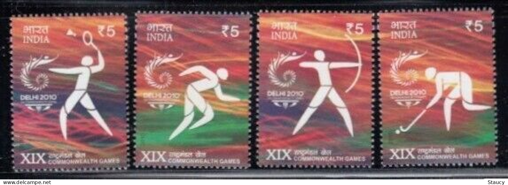 India 2010 Commonwealth Games - Archery 4v Set MNH As Per Scan - Jockey (sobre Hierba)