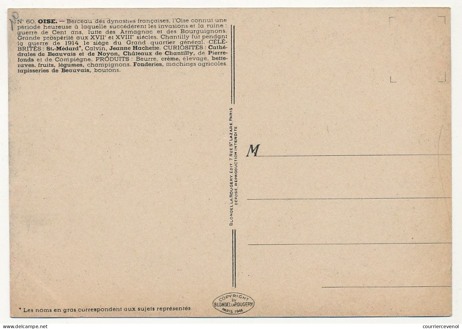 CPSM - OISE - Carte Du Département De L' Oise - Blondel La Rougery édit. - 1945 - Altri & Non Classificati