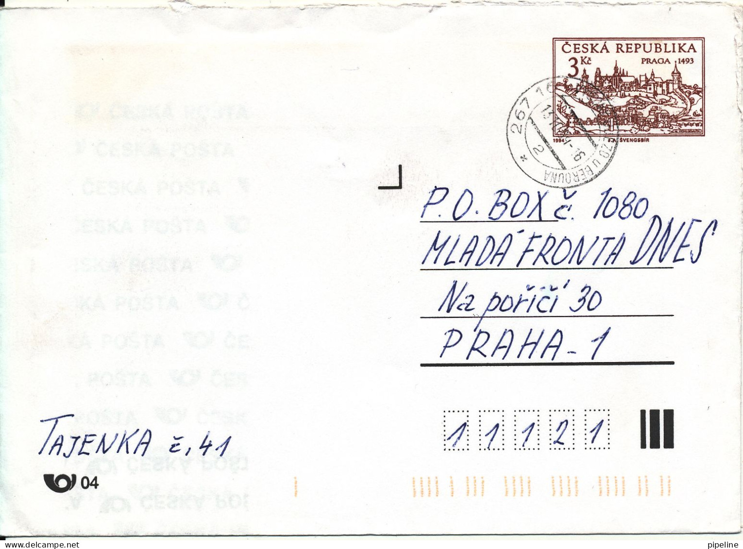 Czech Republic Postal Stationery Cover 13-10-1994 - Briefe