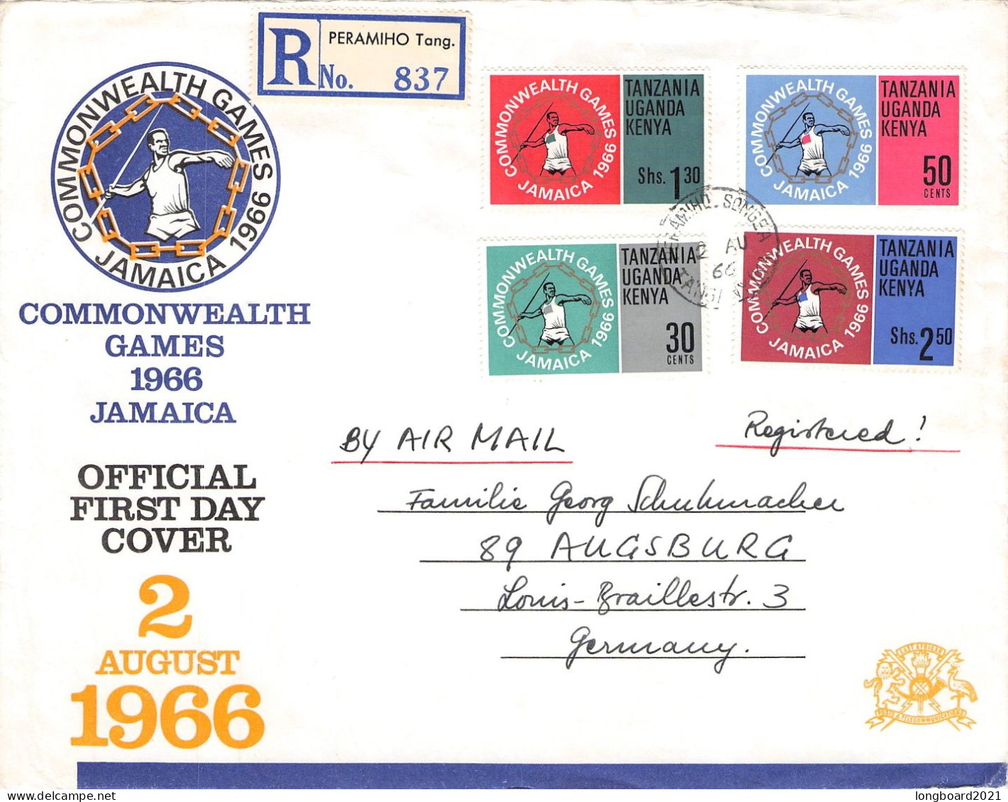 KENYA, UGANDA, TANZANIA - FDC 1966 COMMONWEALTH GAMES / 5064 - Kenya, Ouganda & Tanzanie