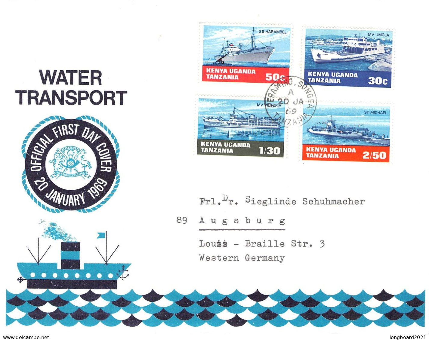 KENYA, UGANDA, TANZANIA - FDC 1969 WATER TRANSPORT / 5068 - Kenya, Ouganda & Tanzanie