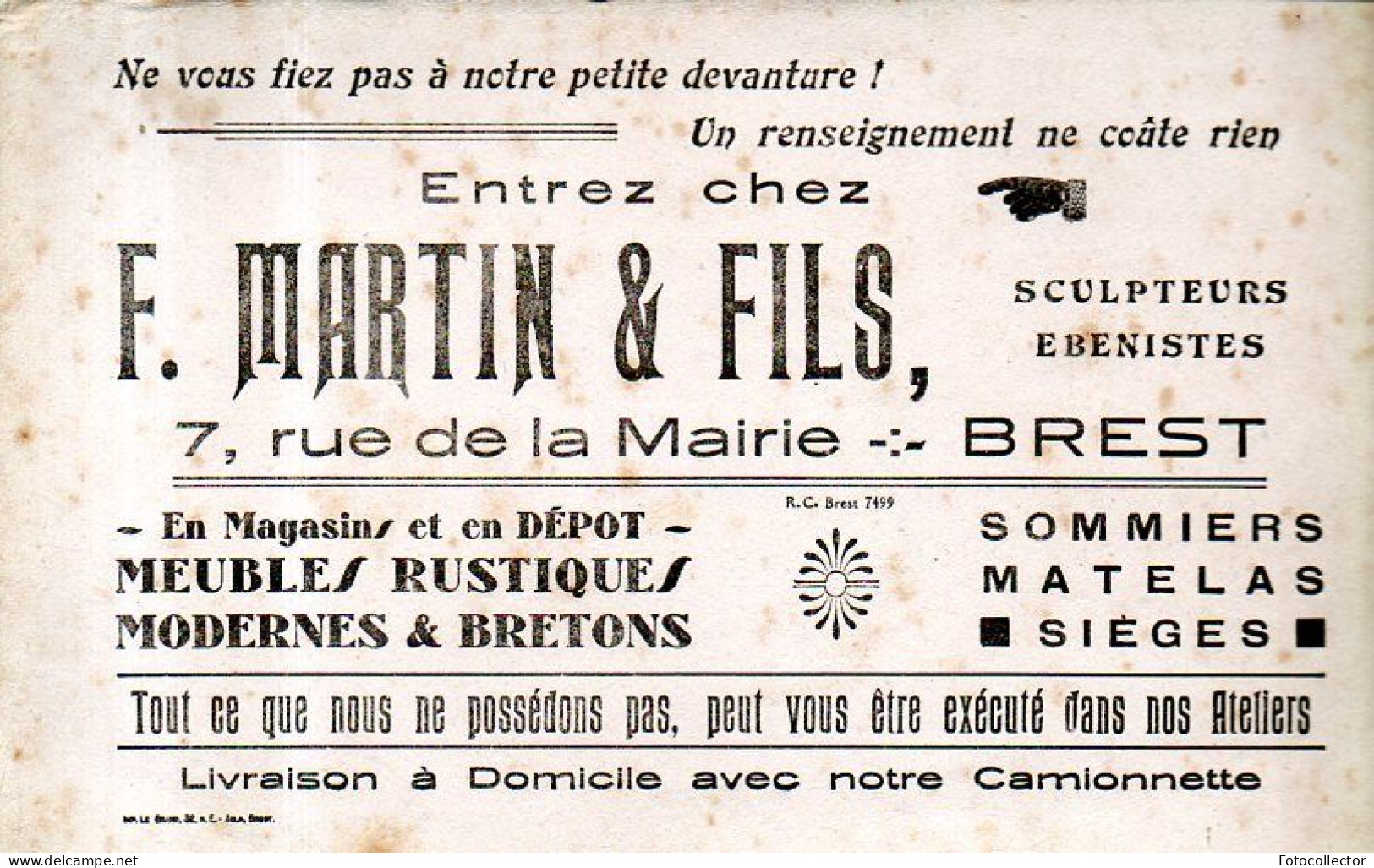 Buvard Martin Et Fils Ebénistes 7 R Mairie Brest (29) - M