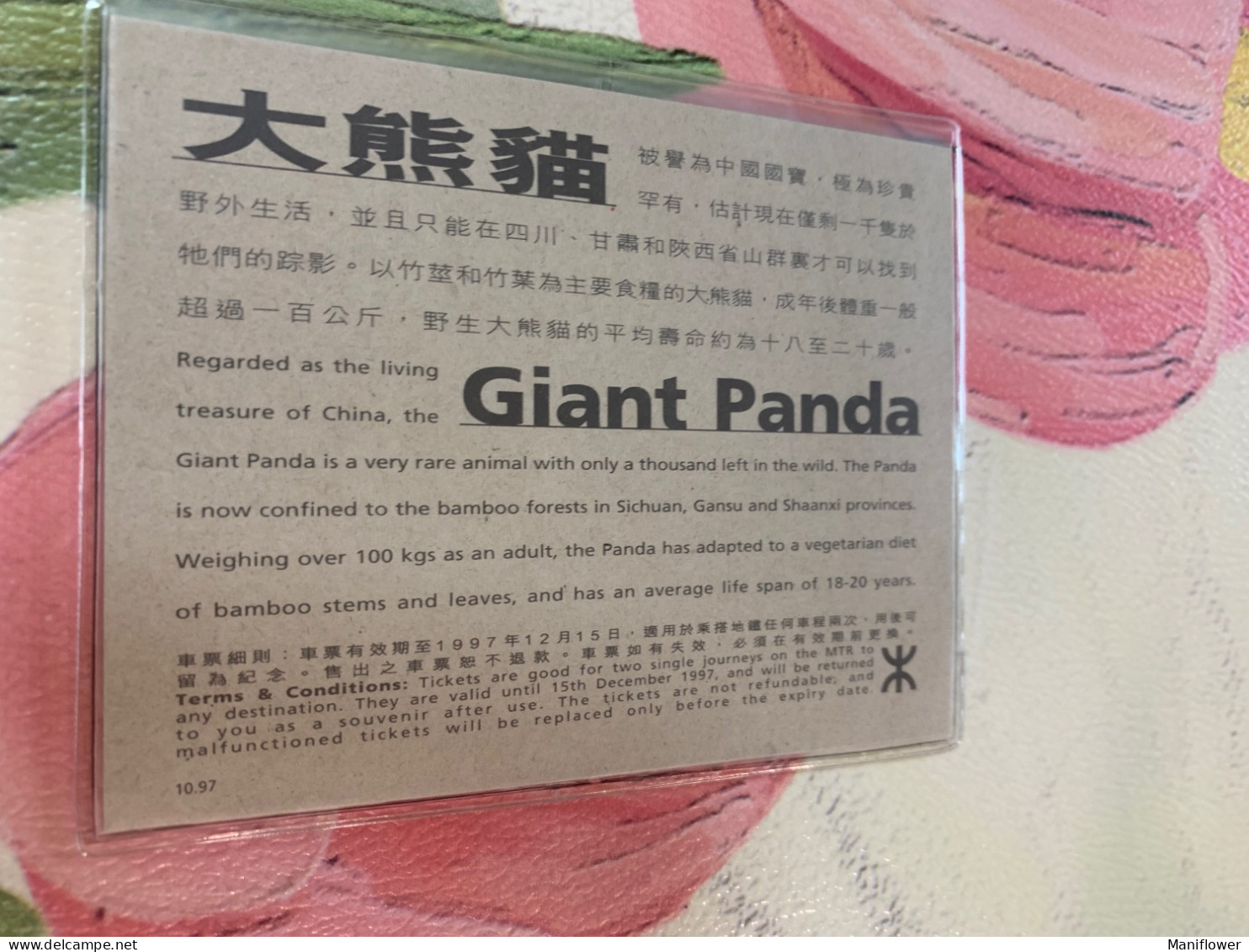 MTR Cards X 2 WWF Pandas Hong Kong - Lettres & Documents