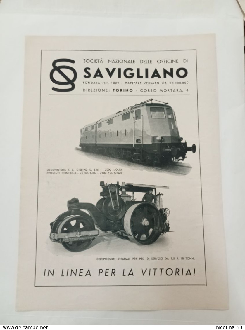 IT-00354- ILLUSTRAZIONE 1941-SOCIETA' NAZIONALE OFFICINE DI"SAVIGLIANO"LOCOMOTORE- COMPRESSORI STRADALI-"MONTECATINI - Altri & Non Classificati