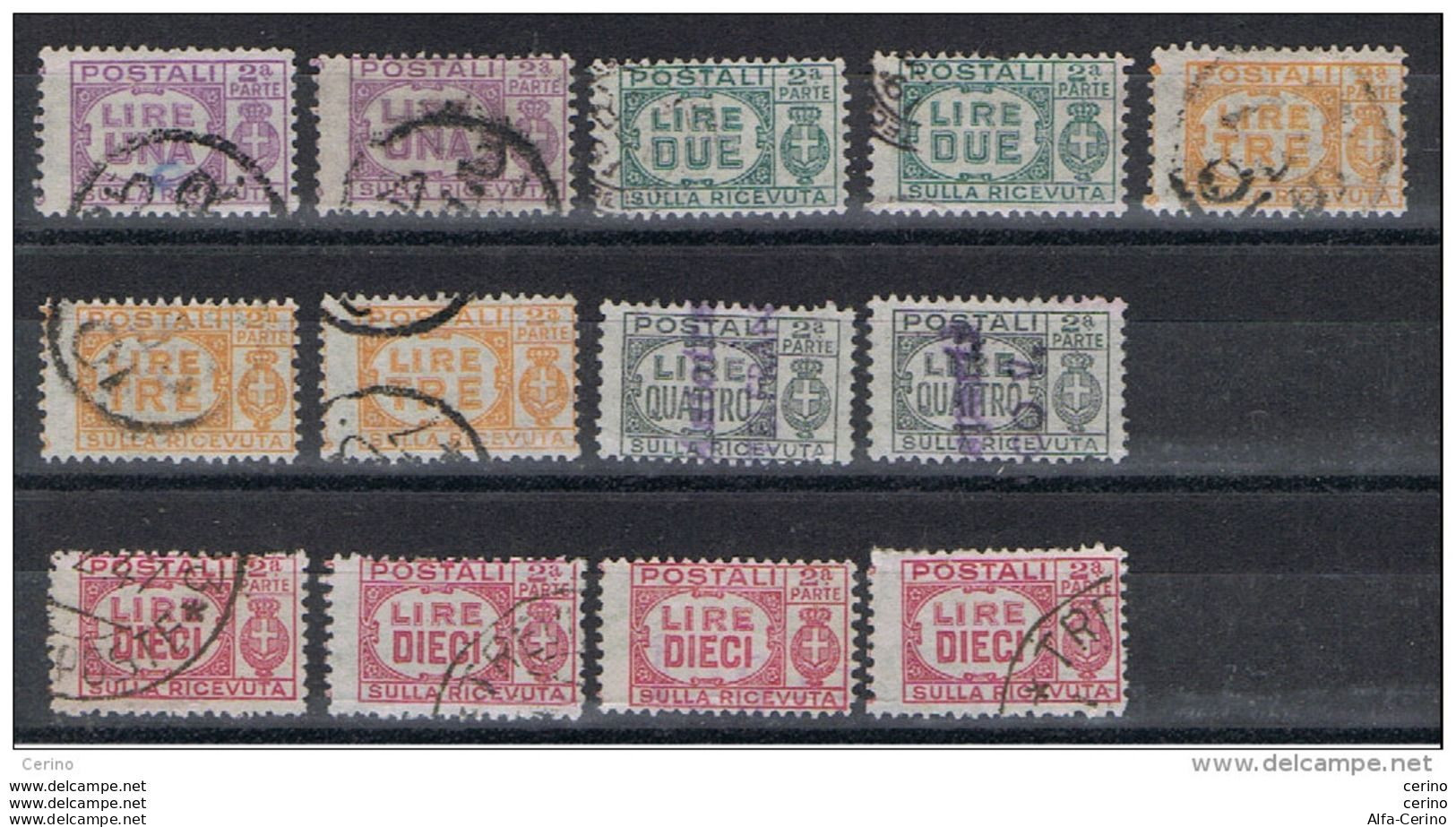 LUOGOTENENZA:  1946  PACCHI  POSTALI  1/2  SEZIONE  -  INSIEME  13  VAL. US. -  SASS. 60/64 - Paketmarken