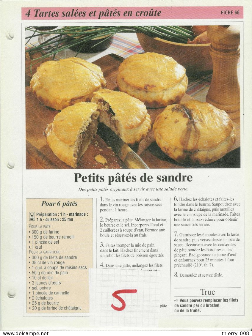 Lot 5  Tartes Salées Et Pâtés En Croute  Fiche  Cuisine  Recette - Ricette Culinarie