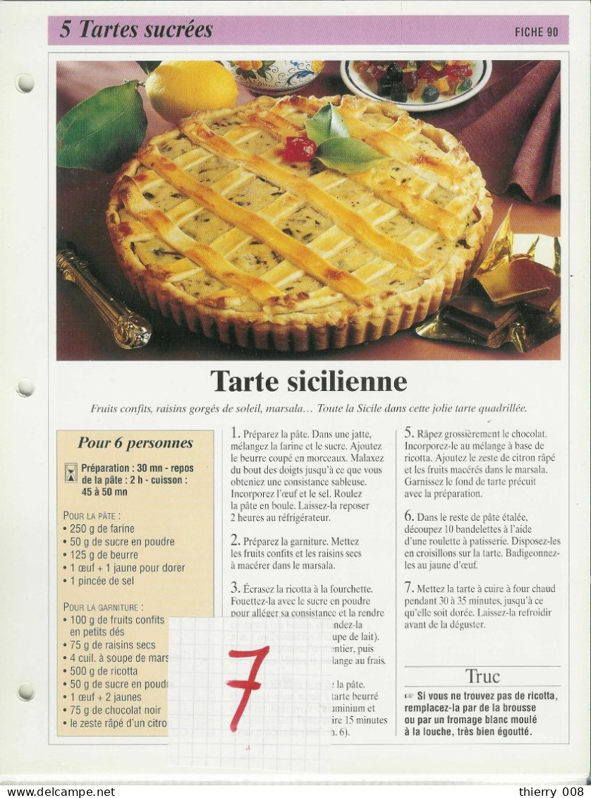 Lot 7  Tartes Sucrées  Tarte Fiche  Cuisine  Recette - Küche & Rezepte