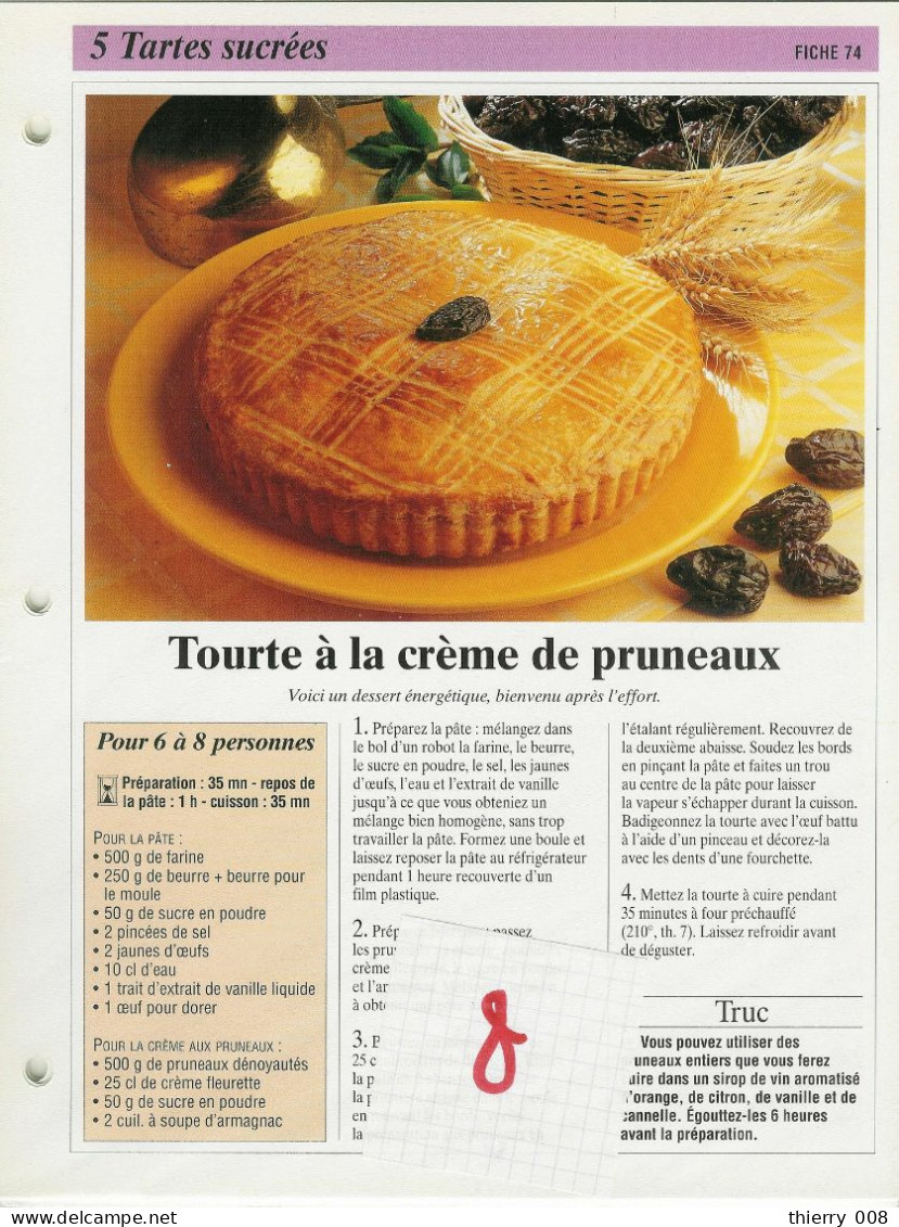 Lot 8  Tartes Sucrées    Tarte Fiche  Cuisine  Recette - Recepten