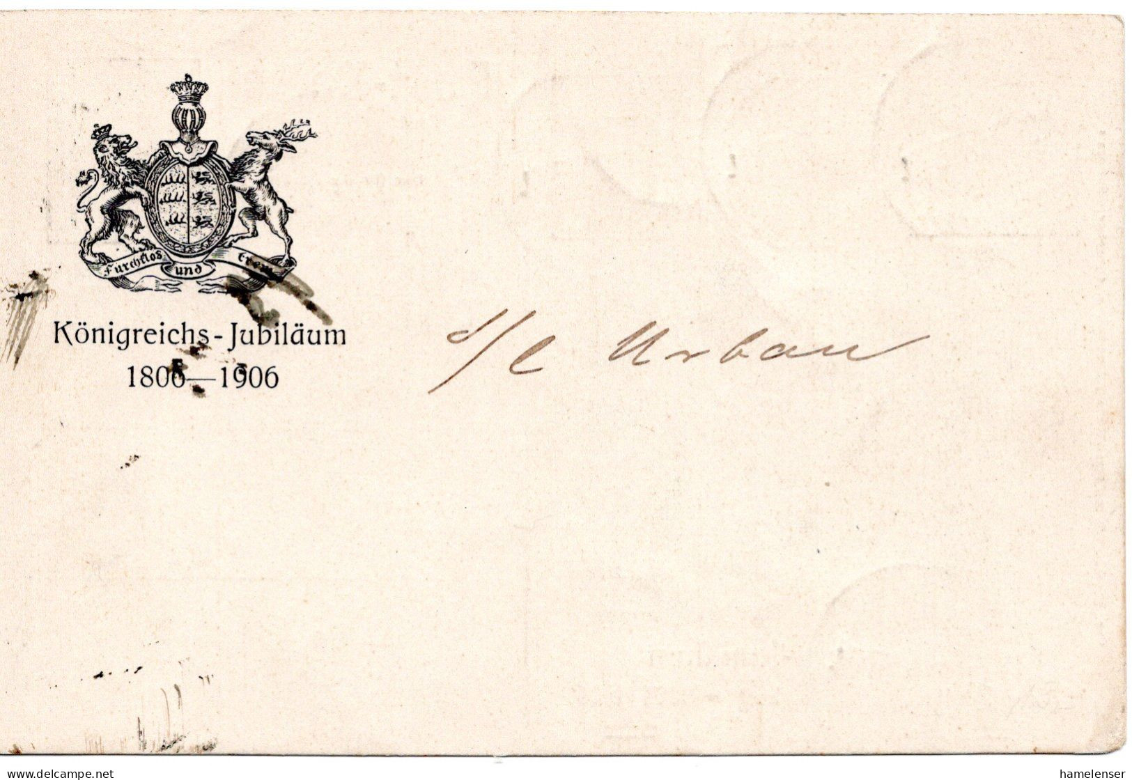 62128 - Deutsches Reich - 1906 - 5Pfg Germania PGAKte "Regierungs-Jubilaeum" STUTTGART -> MANNHEIM - Briefkaarten