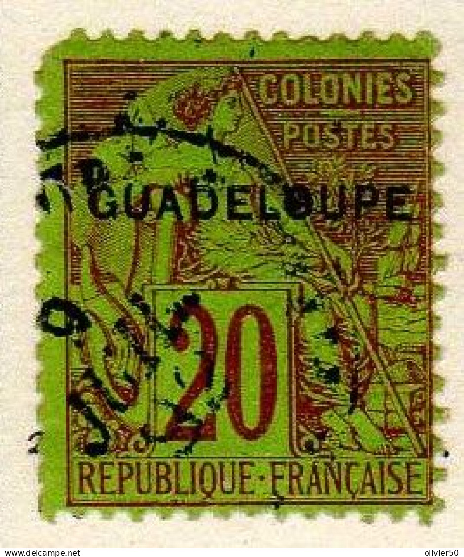 Guadeloupe - (1891) -     20  C. Timbre Des Colonies Generales Surcharge  Guadeloupe -  Oblitere - Gebraucht