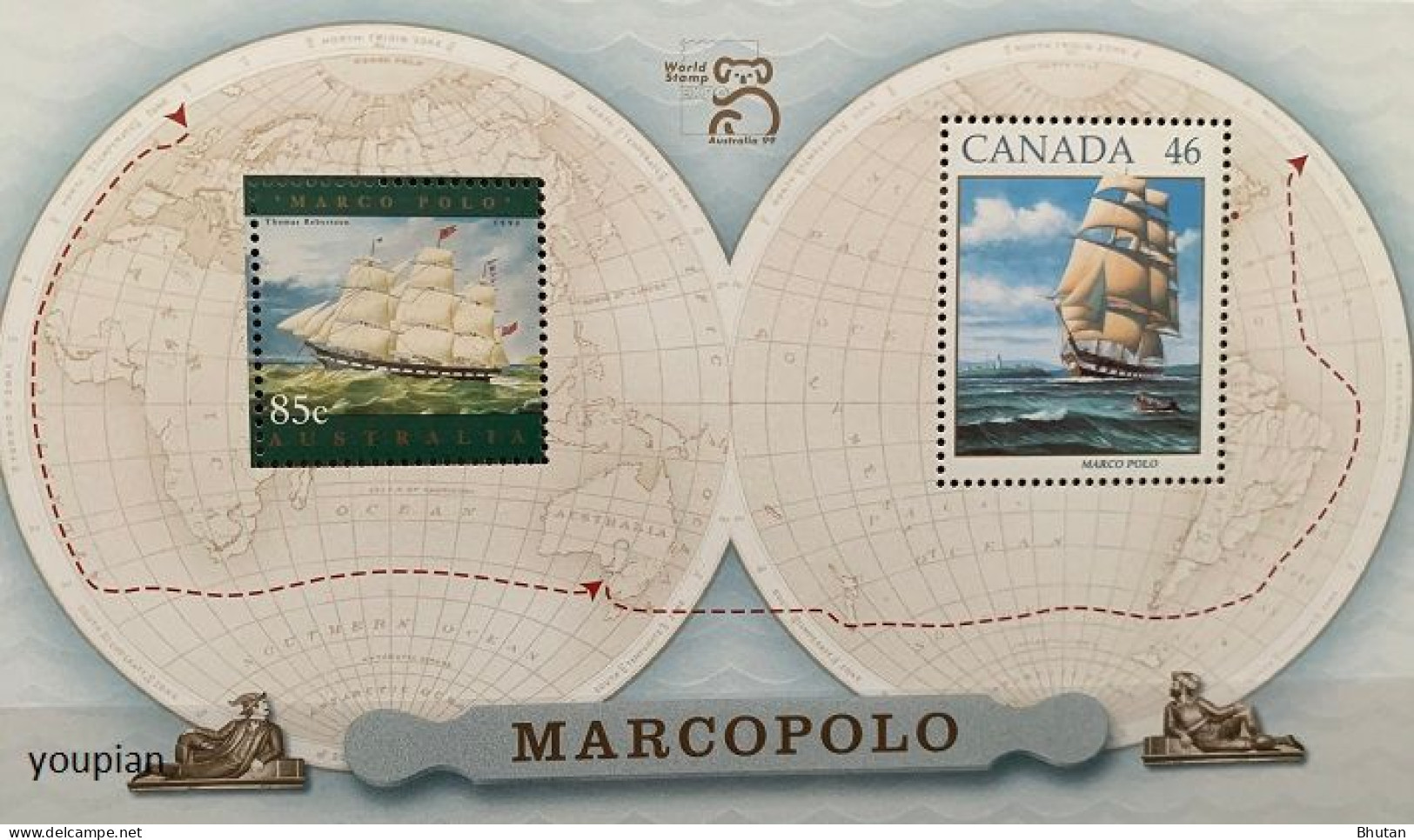 Australia 1999, Joint Issue With Canada - Marcopolo Ships, MNH Unusual S/S - Nuovi