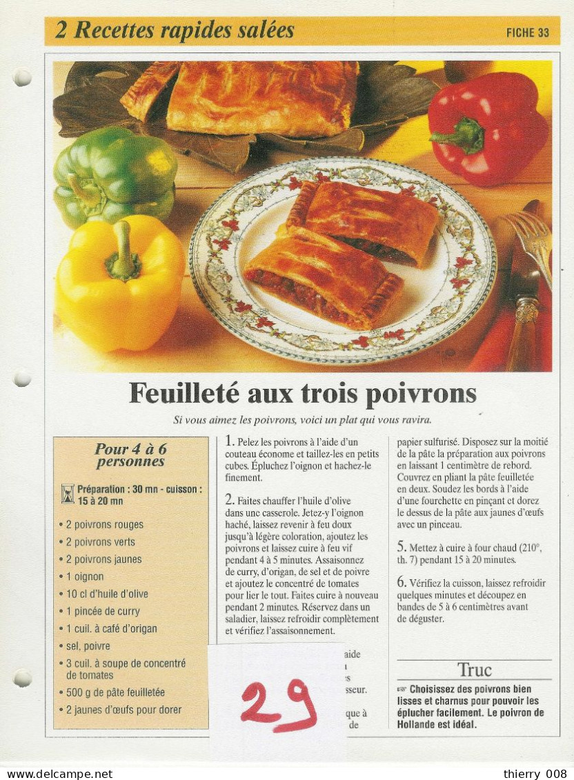 Lot 29  Recettes Rapides Salées  Fiche  Cuisine  Recette - Ricette Culinarie