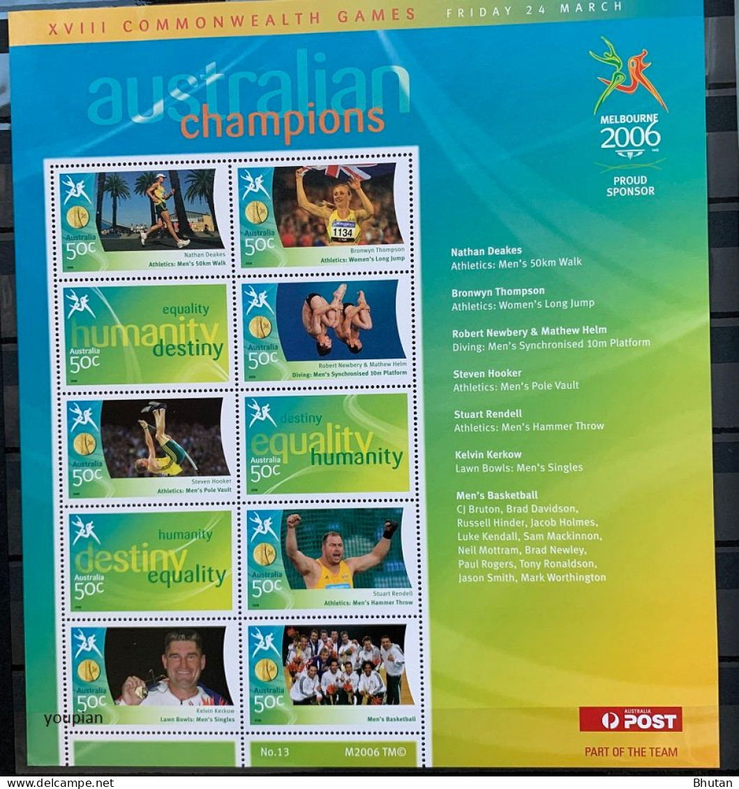 Australia 2006, 18th Commonwealth Games - Australian Champions, MNH S/S - Mint Stamps