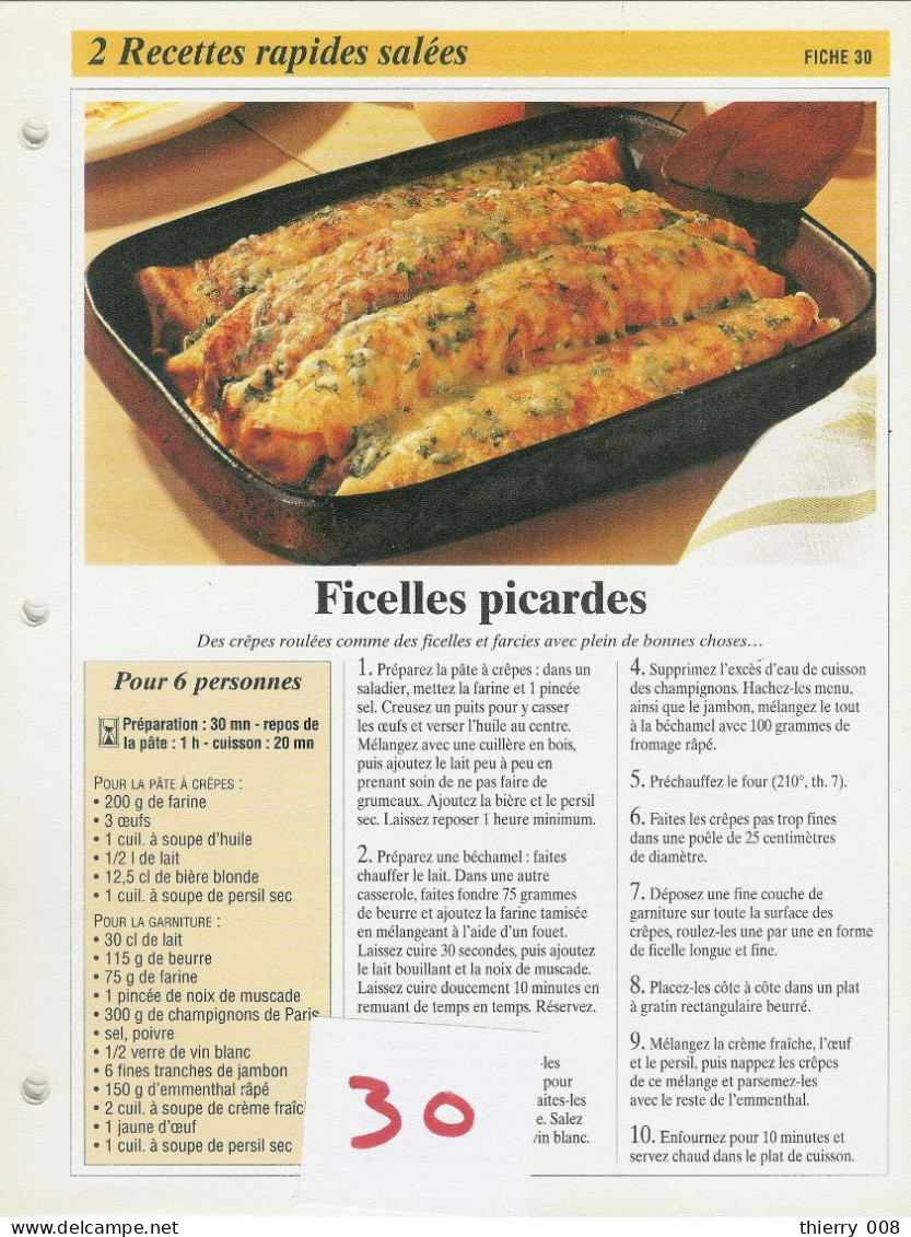 Lot 30  Recettes Rapides Salées  Fiche  Cuisine  Recette - Küche & Rezepte