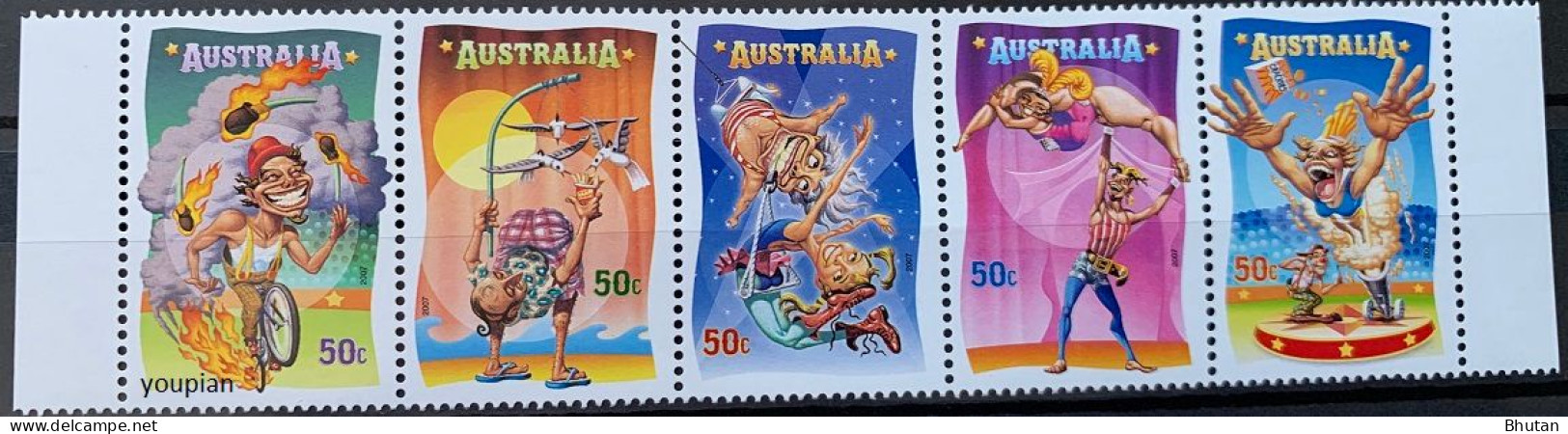 Australia 2007, Circus, MNH Stamps Strip - Mint Stamps