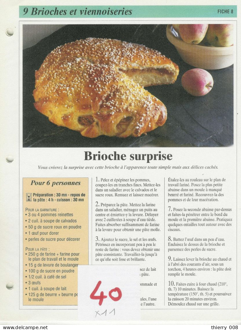 Lot 40  Brioches Et Viennoiseries  Brioche Et Viennoiserie Fiche  Cuisine  Recette - Recepten