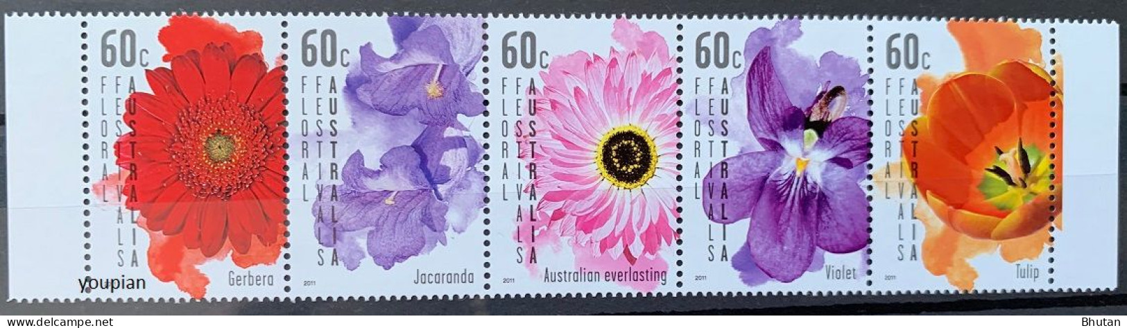 Australia 2011, Flowers Festival, MNH Stamps Strip - Ongebruikt