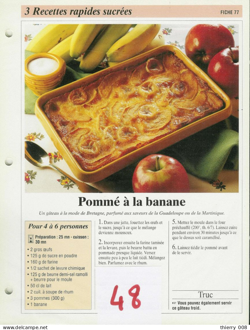 Lot 48  Recettes Rapides Sucrées    Fiche  Cuisine  Recette - Küche & Rezepte