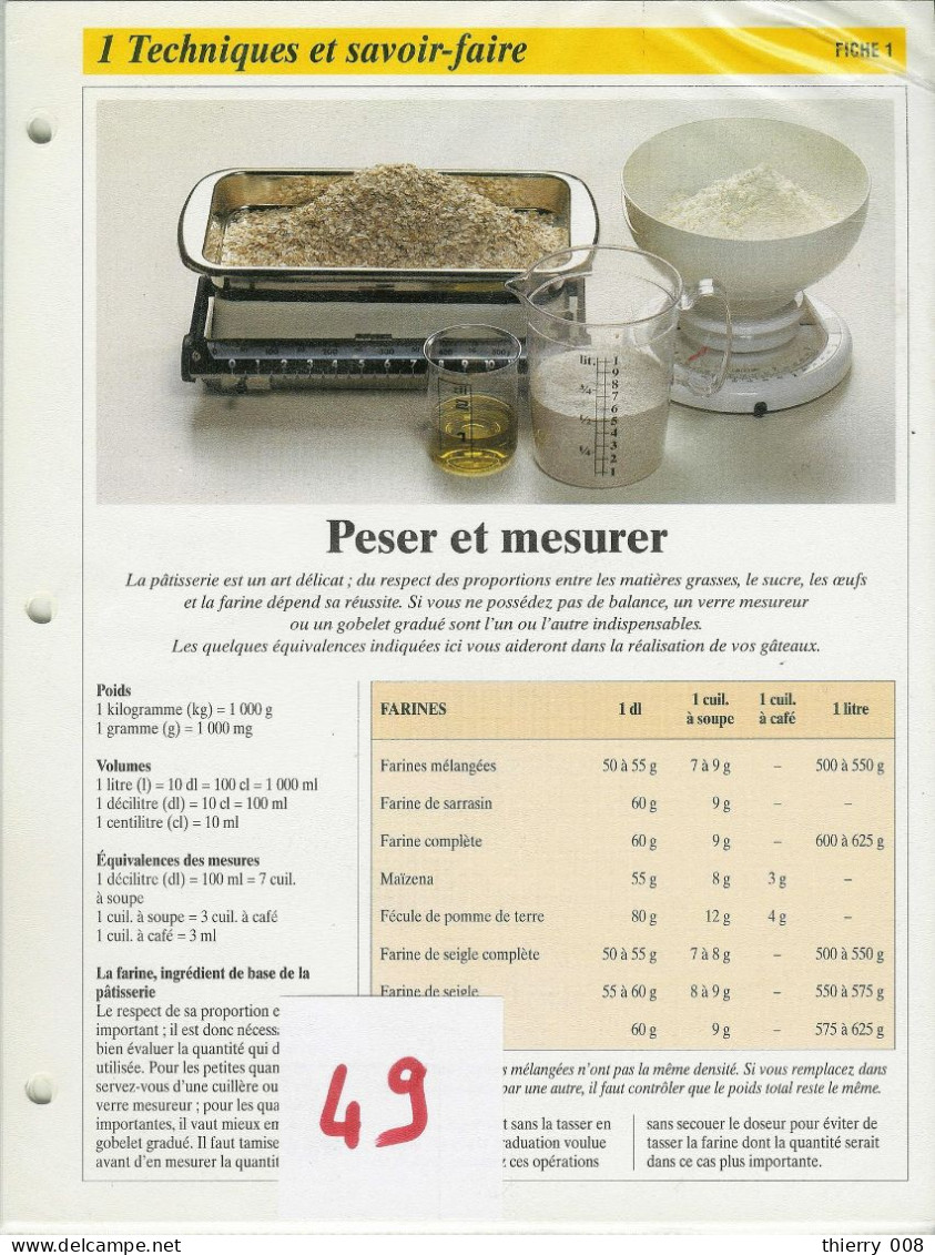 Lot 49  Techniques Et Savoir-faire    Fiche  Cuisine  Recette - Küche & Rezepte