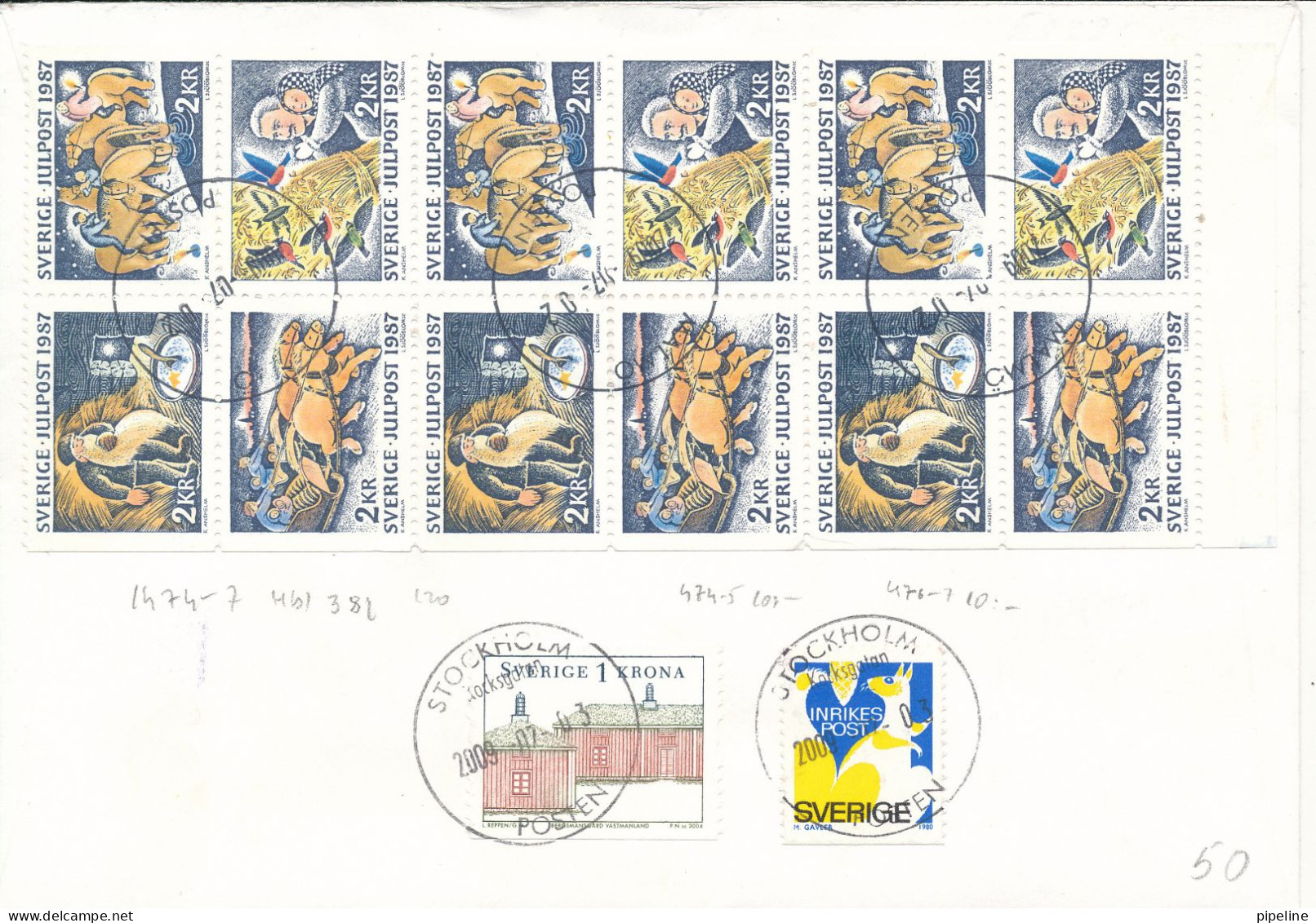 Sweden Registered Cover Sent To Stockholm 3-7-2009 With 2 X Booklet Panes Oluf Palme 5 Pair And Christmas 5 Pair - Cartas & Documentos