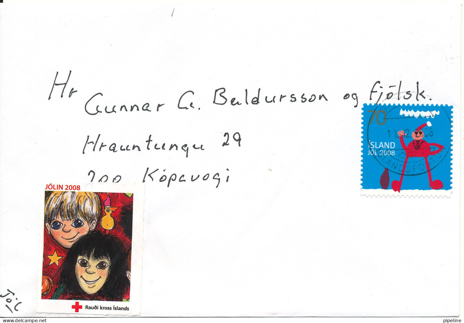 Iceland Cover With Christmas Stamp 11-8-2008 - Covers & Documents