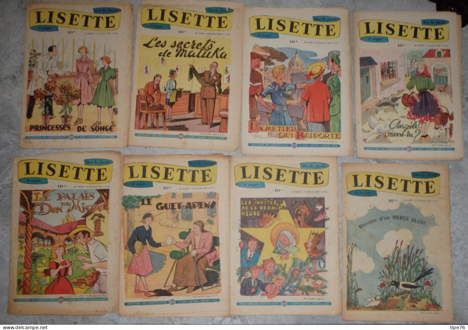 Lisette 8 Numéros    45  +  47 à 53  Année 1950 - Lisette