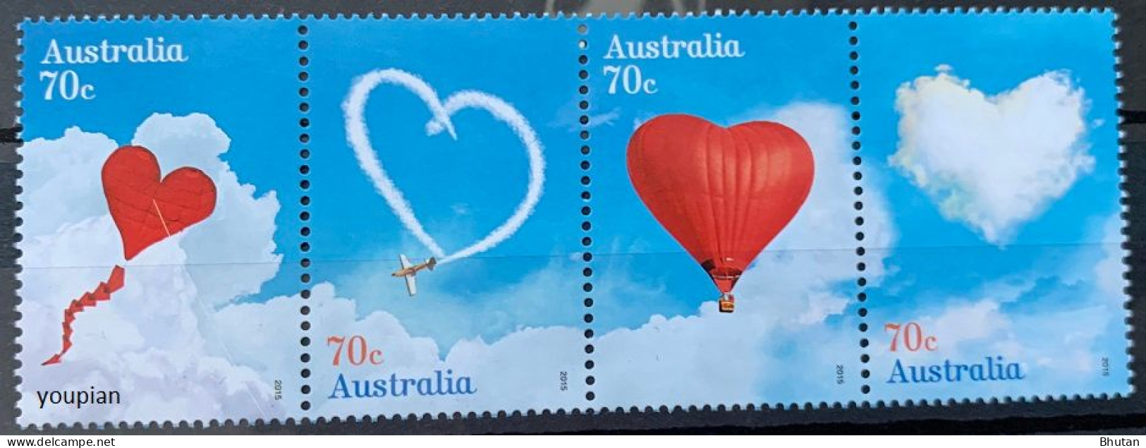 Australia 2015, Greetings - Heart, MNH Stamps Strip - Neufs