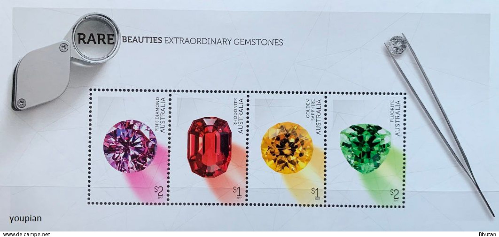 Australia 2017, Rare Beauties Extraordinary Gemstones, MNH Unusual S/S - Mint Stamps