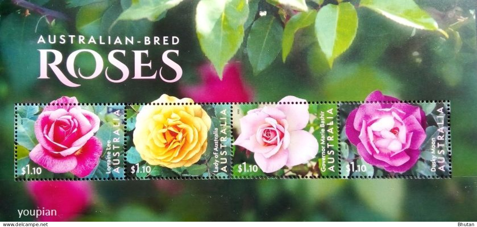 Australia 2022, Roses, MNH S/S - Unused Stamps