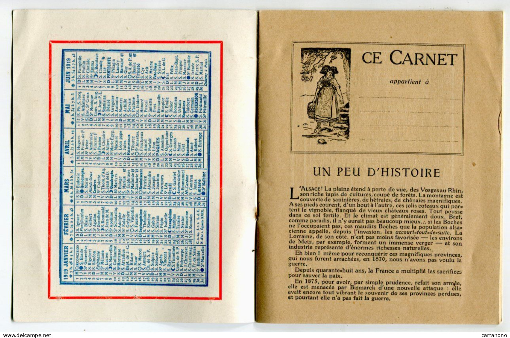CARNET DE LA VICTOIRE 187 1914 1919 - Calendrier 1919 Avec Plusieurs Pages Pour Description - Small : 1901-20