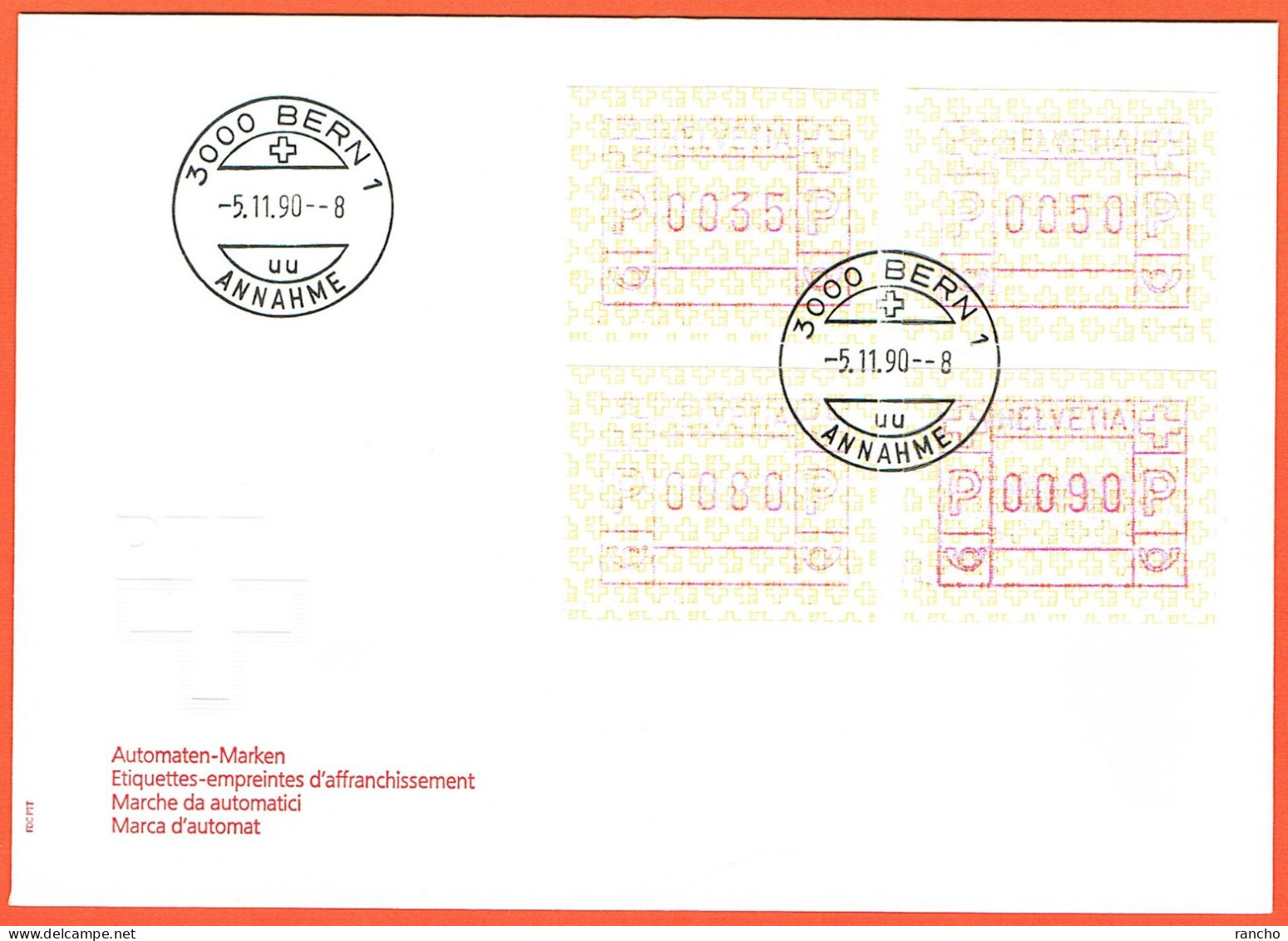 1xFDC. DE COLLECTION . SERIE ATM.8A OBLITERE 1er/J.5.11.1990.  C/.S.B.K. Nr:8A. Y&TELLIER Nr:8. MICHEL Nr:4.2. - FDC