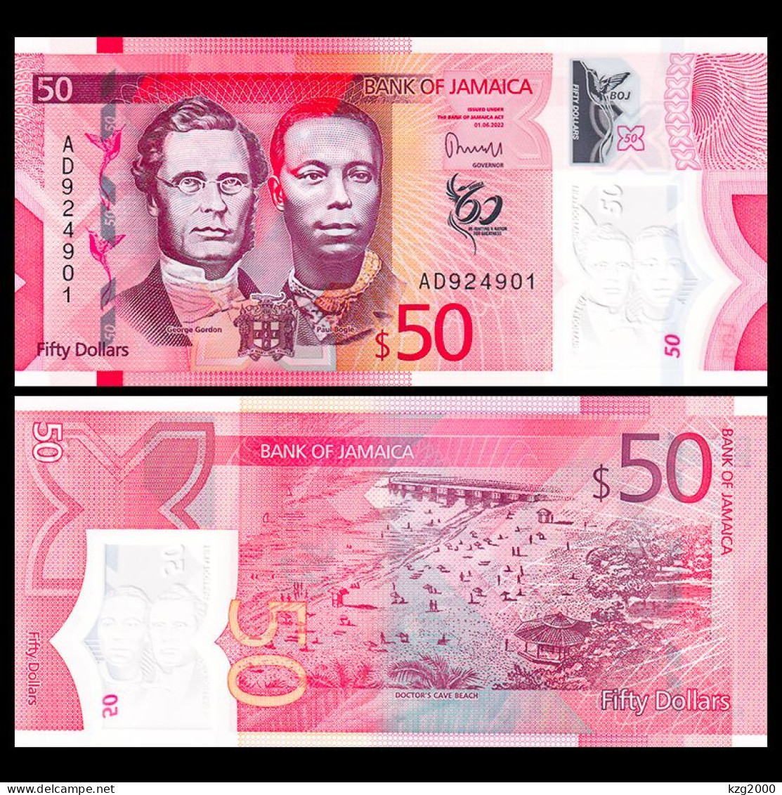 Jamaica 2022 Plastic Banknotes Paper Money 50 Dollars Polymer  UNC   Banknote 60th Anniversary Of Independence - Jamaica