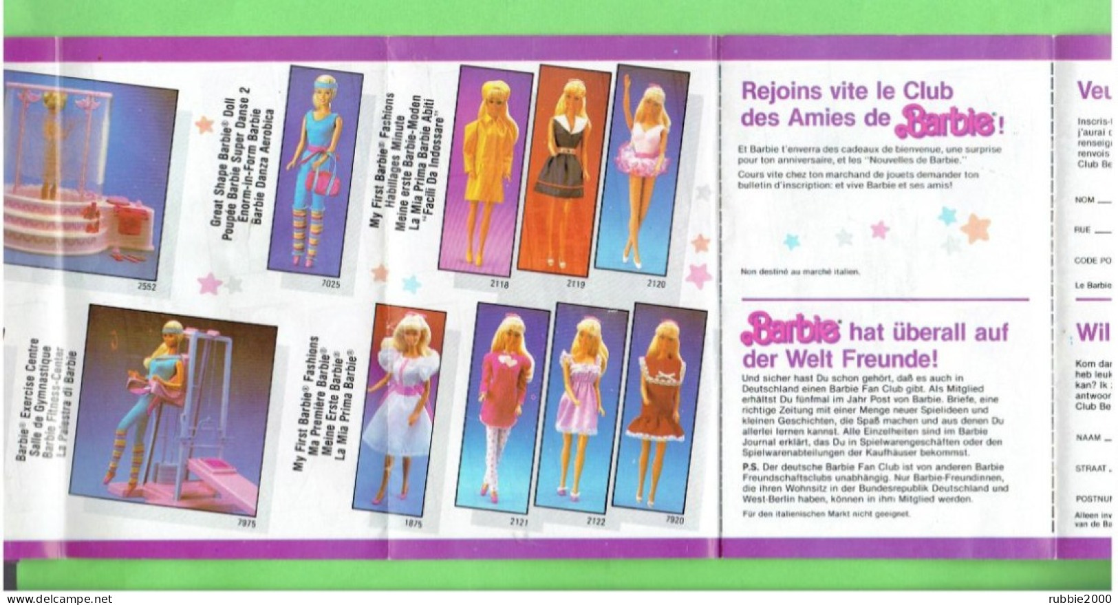 CATALOGUE POUPEE BARBIE 1987 MATTEL - Barbie