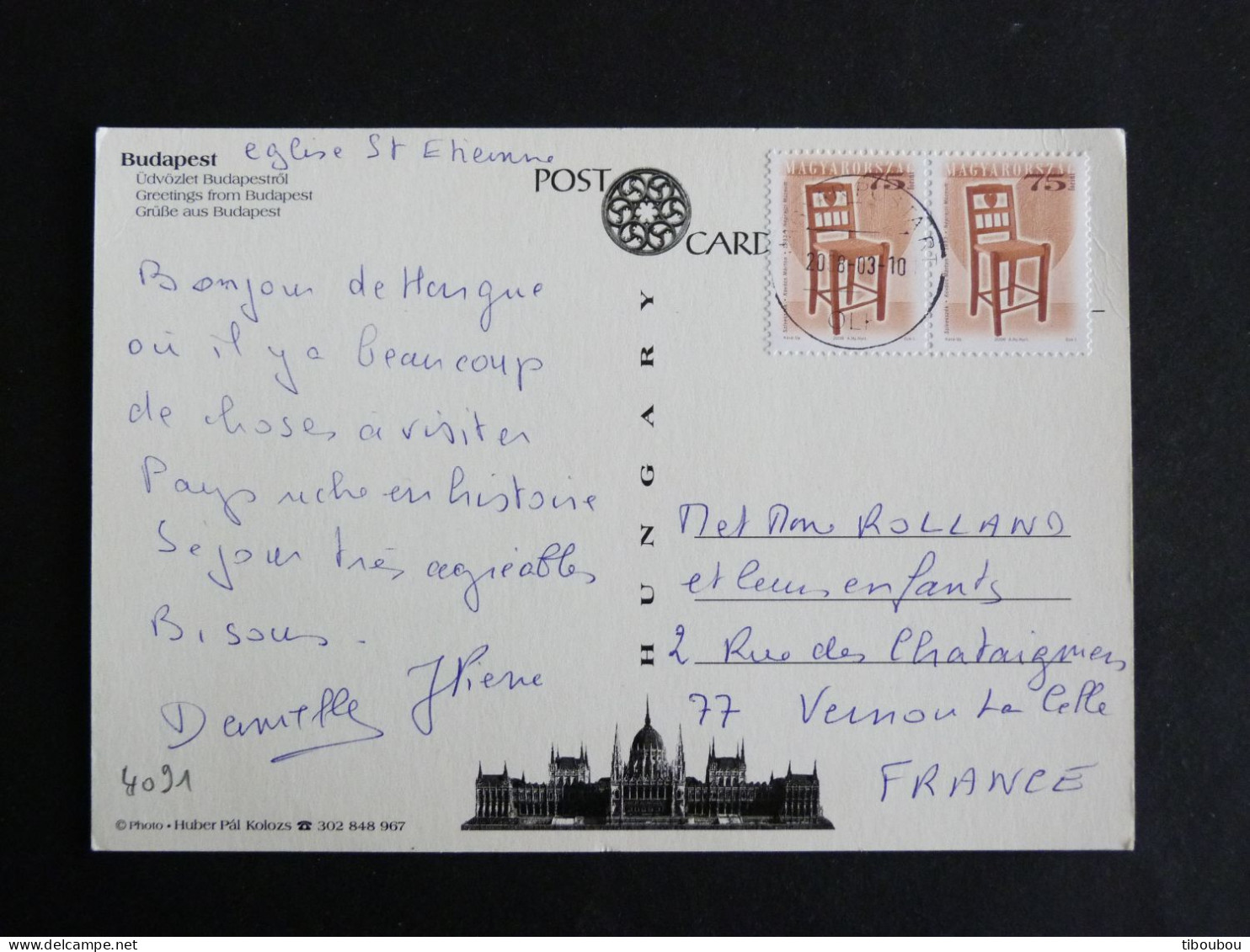 HONGRIE HUNGARY MAGYARORSZAG AVEC YT 4091 CHAISE 1893 - BUDAPEST EGLISE SAINT ETIENNE - Storia Postale