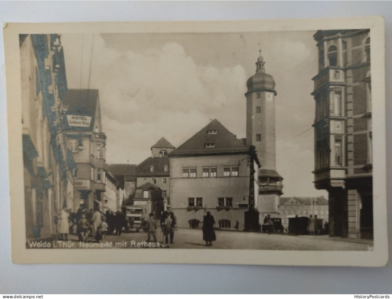 Weida In Thür., Neumarkt, Rathaus, Hotel Goldener Ring, LKW, Belebt, 1930 - Weida