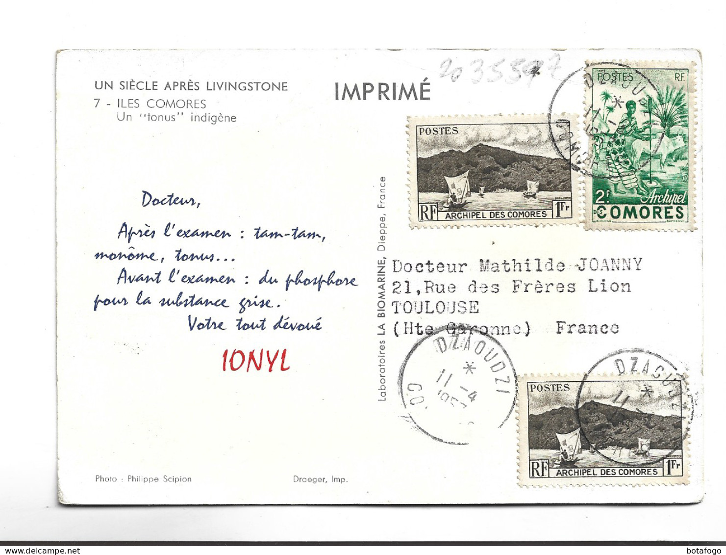 CPM COMORES, UN TONUS INDIGENE  ( Voir Timbres) - Comores